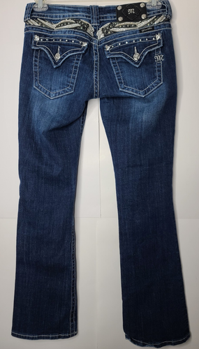 Miss Me Jeans Womens Blue Bootcut #JP5011B6V Rhinestones Studded Retro 28x32 - 第 8/10 張圖片