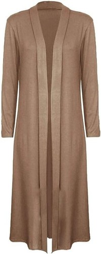 Ladies Maxi Long Length Boyfriend Cardigan Collared Top Long Full Sleeve Floaty - Picture 8 of 11