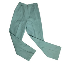 Vintage 80s Wool Straight Leg Dress Pants 4 Seafoam Green Lined Buttons Pockets