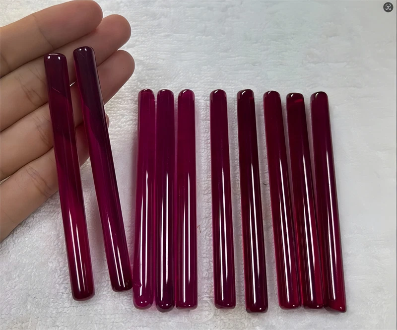 Pigeon Blood Red Corundum Ruby Gilt Chopstick 1Pair Lab Created AAAA+ Gemstone - Image 4 of 4