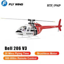 FLY WING Bell 206 V3 6CH 3D GPS Hovering Auto Return RC RTF Helicopters US Plug