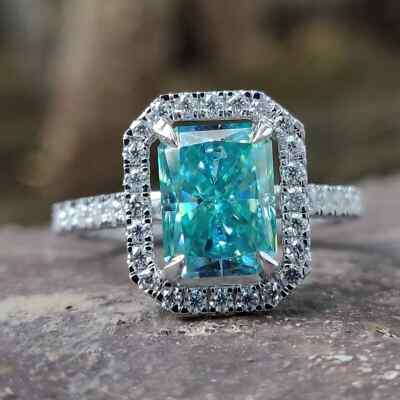 Certified Natural 5.25ct VS1 Blue Diamond Solitaire Ring AAA 925 Sterling Silver