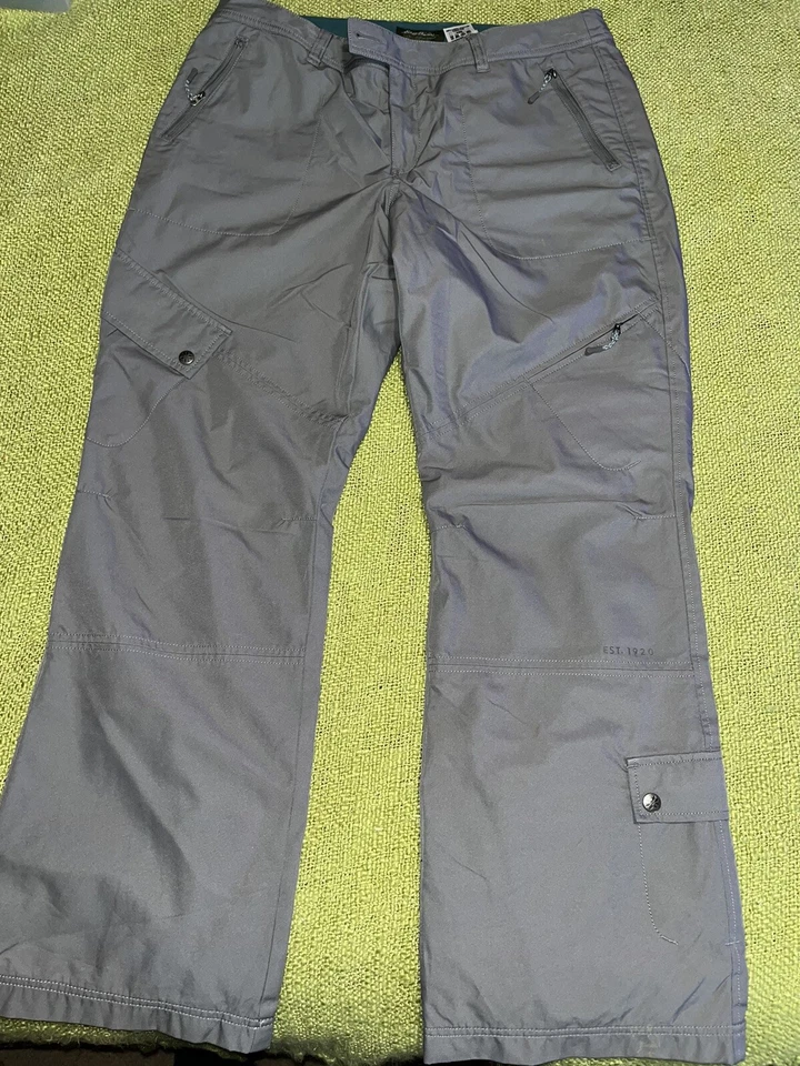 Calça feminina de náilon Eddie Bauer cinza forrada de lã com zíper bolsos tamanho 16 - Imagem 2 de 4