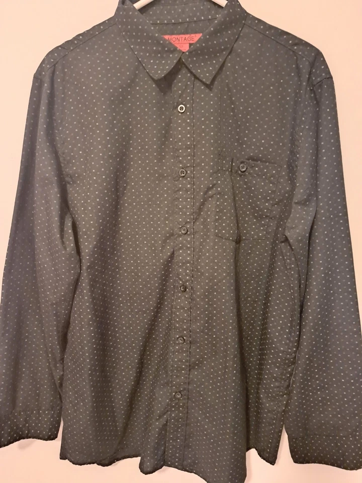 Lote de 2 camisas de vestir de montaje para hombre talla L manga larga con bolsillo con botones Foto 4 de 4