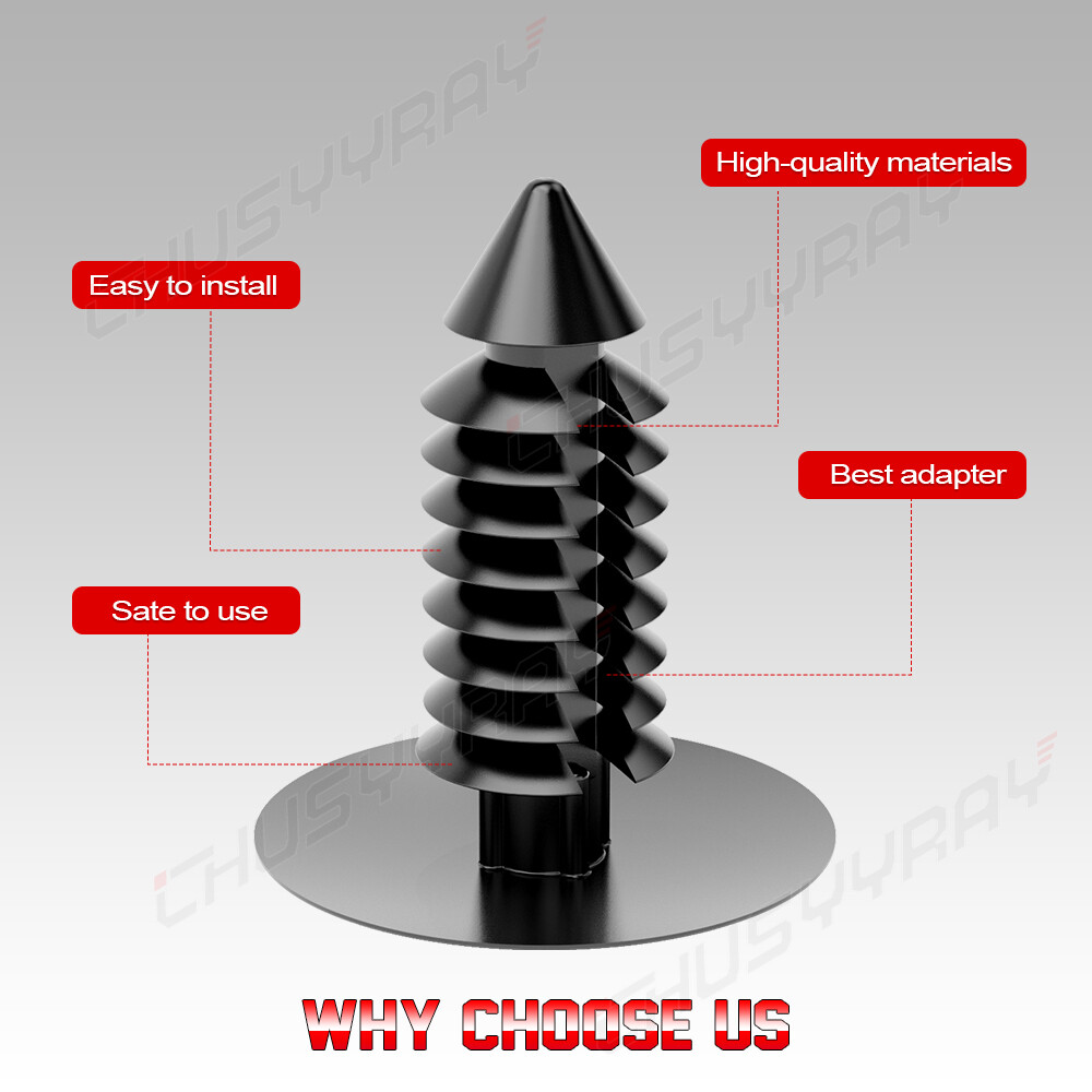 100 Pack Push Type Plastic Bumper Retainer Clips – X-Mas Tree Rivet For 9mm Hole