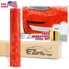 Camouflage Shadow Red Camo Pattern Car Vinyl Wrap Decal Sticker Sheet Film