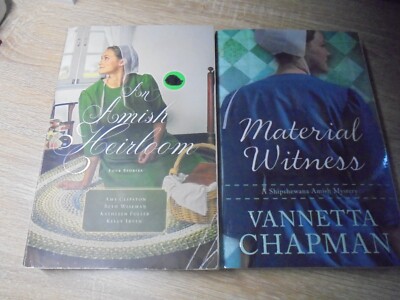 Two Books-Amish Theme-An Amish Heirloom  w/4 Stories & Material Witness-Mystery