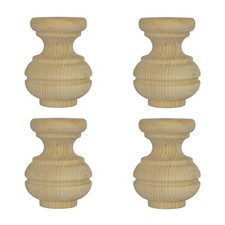Pack of 4 Tall Wooden Pine Small Wood Furniture Bun Feet 67mm Ø 85mm High A3TMB