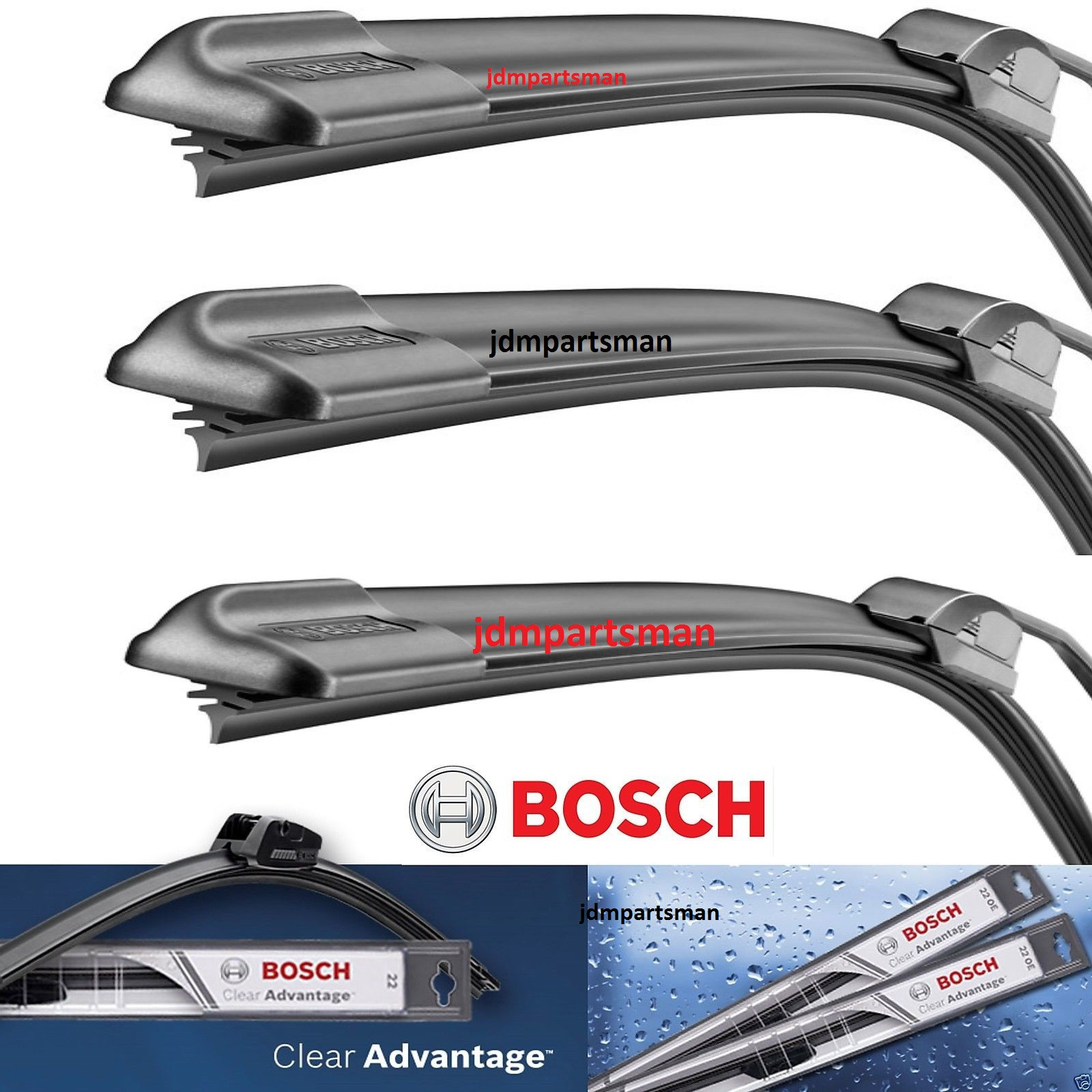 Bosch Clear Advantage 3-Piece Wiper Set 18 18 13 Front Rear Blades-image