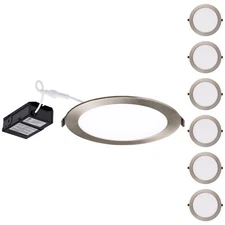 6 Pack 18W 8 Inch Ultra-Thin LED Recessed Light with J-Box, Slim Panel Downlight