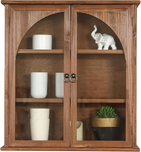 Collective Home 24" Wall Cabinet Solid Wood w/Arched Glass Doors Fully Assembled