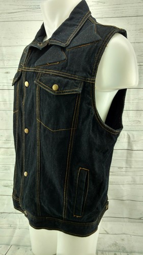 Black Vest Jean Jacket Denim Xelement Armor Padded Motorcycle Size XL - Picture 2 of 9