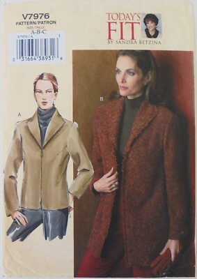 Vogue 7976 Misses Jackets Sewing Pattern Sz A B C Bust 32-36