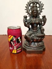 15 Copper Hindu Goddess Mata Lakshmi Sitting Statue Laxmi Sculpture BUDDAH