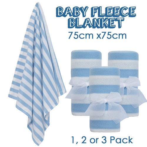 Newborn Baby Boys Fleece Blanket Winter Bedding Cot Crib 75 x 75 cm