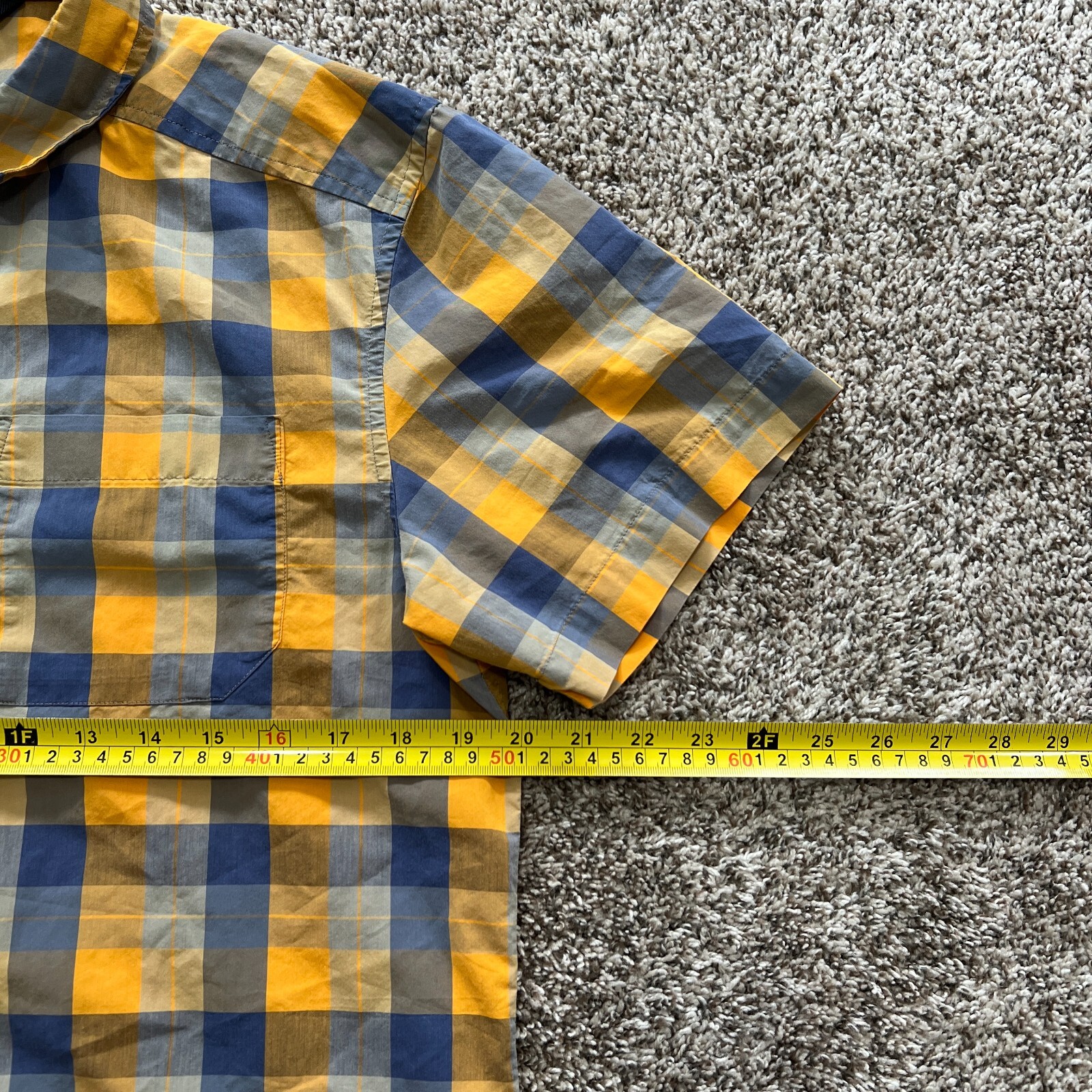 ARC'TERYX Arcteryx Brohm Camicia a Quadri con Bottoni Manica Corta Uomo M Giallo Arrampicata Escursione