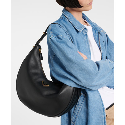 BRAND NEW PRADA BLACK LEATHER ARQUE LARGE HOBO BAG PURSE AUTHENTIC NWT!!