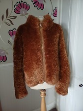 Maeve Anthropologie Tan Teddy Faux Fur Boxy Bomber Jacket Size Xl 50"