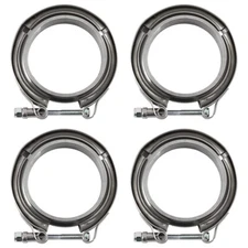 4X 3" Inch V Band Exhaust Clamp Kit with Flange Male Female Sliver Steel