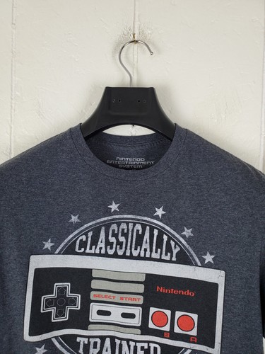 Nintendo Entertainment System Shirt Men's Medium Gray Graphic Crew Neck Stretch - Picture 2 of 15