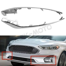 Pair Front Bumper Fog Light Lamp Strip Trim For 2019 2020 Ford Fusion Chrome