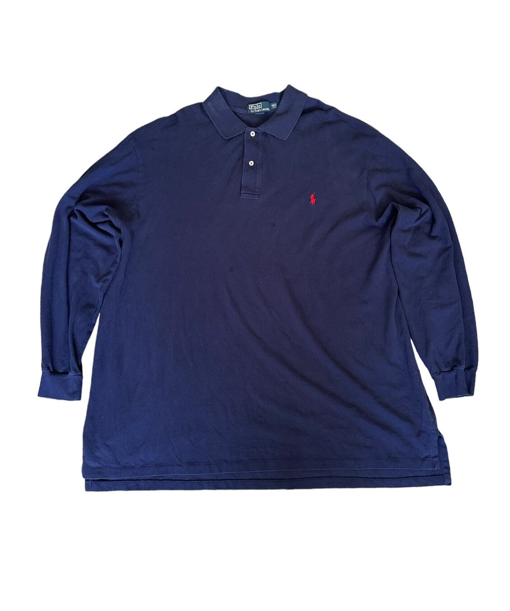 POLO RALPH LAUREN LONG SLEEVE NAVY BLUE POLO SHIRT Men's SIZE 3XLT