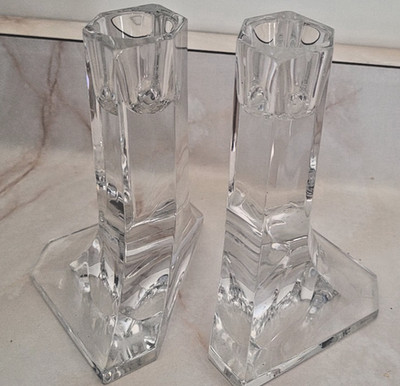 Pair Of Vintage Riedel Austrian Crystal Candle Stick Holders 4''