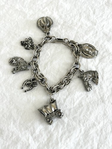 Vintage Western Cowboy Charm Bracelet Great Equestrian Style