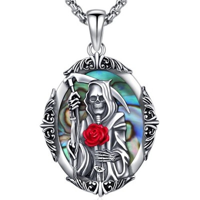 XIXLES La Santa Muerte Anhänger 925 Sterling Silber Sensenmann Halskette