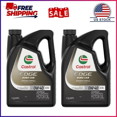 2 Pack,Castrol EDGE Euro 0W-40 A3/B4 Advanced Full Synthetic Motor Oil, 5 Quarts