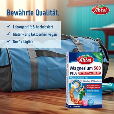 Abtei Magnesium 500 Plus Extra-Vital Depot hochdosierte Magnesium  42 Tabletten