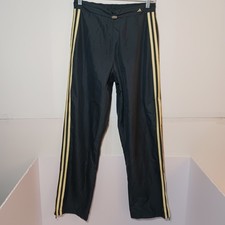 Vintage 2002 Adidas Mens Track Pants Small Gray With Yellow Stripes