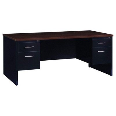 HIRSH 20531 Office Desk,29 1/2 in H,Black/Walnut 454Z61
