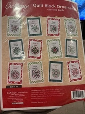 Craftways Cross Stitch Kit Quilt Block Ornament Greeting Cards #560050 Set Of 12