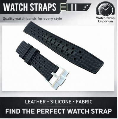 22mm Black Silicone Strap | Fits Swatch Blancpain Fifty Fathoms | Premium Watch