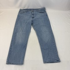 Wrangler Men's Size 42x30 Blue Regular Fit Straight Dark Wash Stretch Denim Jean