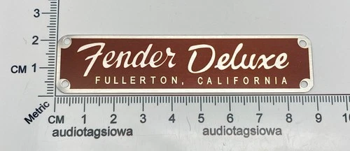 Fender Deluxe Fullerton Logo Case Badge Custom Made Silver Aluminum with Screws