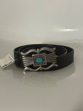 ralph lauren sand casted silver Buckle w/ genuine leather belt