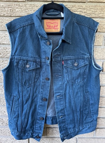 Levis Jeansweste Herren Medium Cutoff Metallknopf Truckerweste Biker verwaschen - Bild 7 von 14