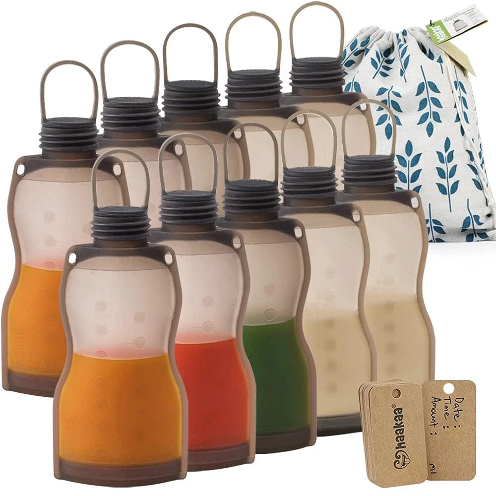 haakaa Breastmilk Storage Bags Silicone Milk Storage Bags for Breastfeeding R...