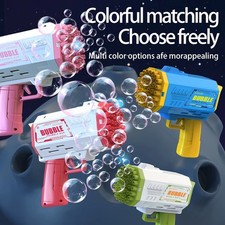 40 Holes Electric Bubble Maker Auto Soap Blower RGB Lights Kids Toy Summer UK