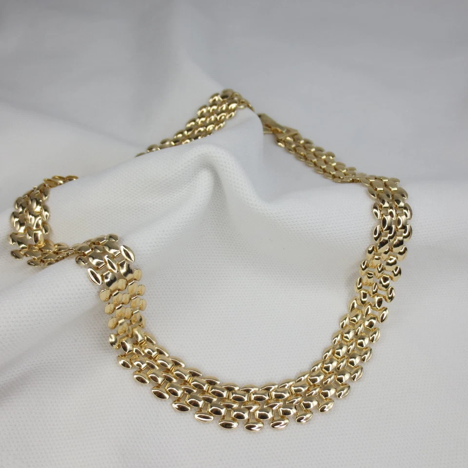 Nuevo collar de cadena de eslabones de pantera precioso relleno de oro de 18k de 13 mm de ancho longitud 18 pulgadas Foto 3 de 4