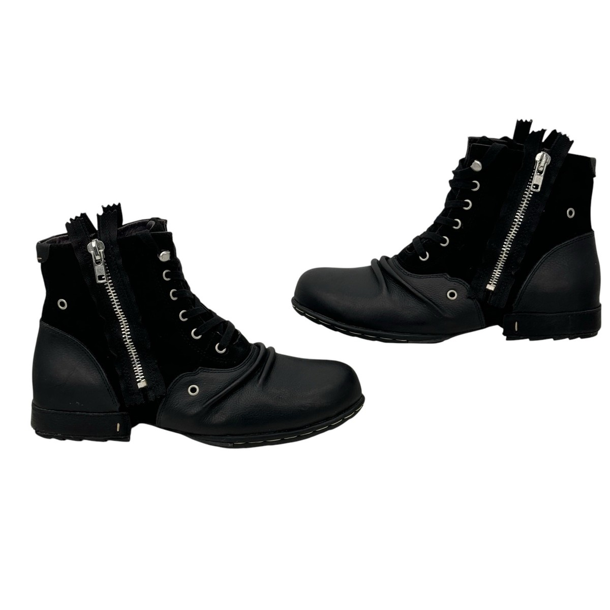 OTTO ZONE Moto Leather Suede Boots Men