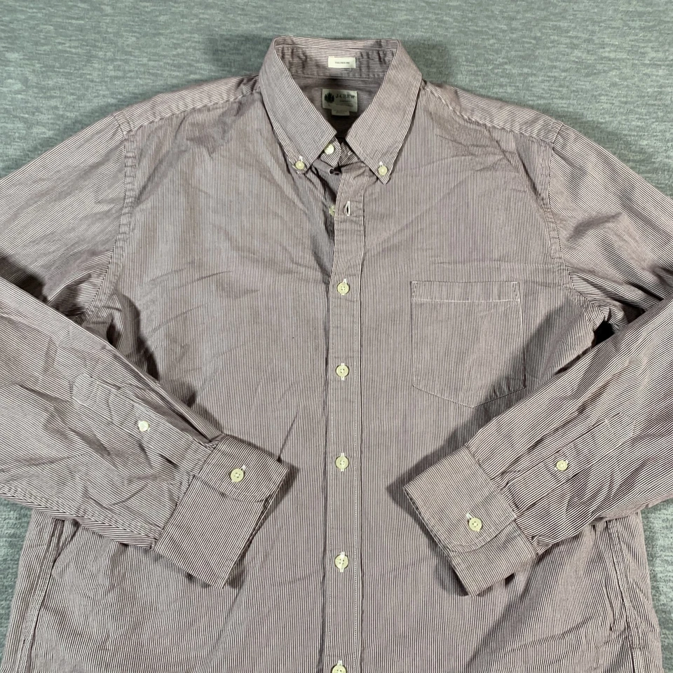 J Crew Shirt Mens Large Red White Stripe Button Down Tailored Fit Casual Cotton - Image 2 of 4