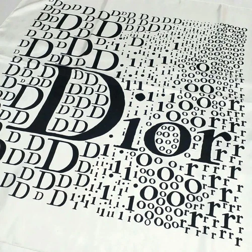 Foulard Christian Dior blanc noir imprimé logo 30,3 pouces x 30,3 pouces
