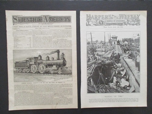 2 NEW YORK NEW HAVEN HARTFORD RR 1885 LOCOMOTIVE 1911 DISASTER DINOSAUR GOLF