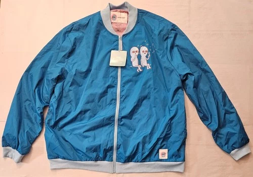 Strange Planet Nathan Pyle Alien Bubbles Blue Windbreaker Bomber Jacket 2XL NEW - product listing photo