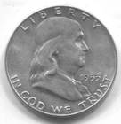1953 D - FRANKLIN HALF DOLLAR-90% SILVER- LOT # 311