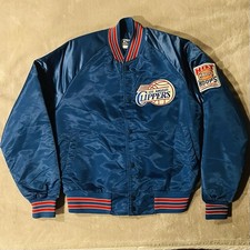 Vintage 90s Chalkline NBA Los Angeles Clippers Blue Satin Varsity Jacket Small