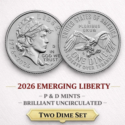 2026 SemiQ Emerging Liberty P & D ~ Uncirculated ~ Two Dimes Set!